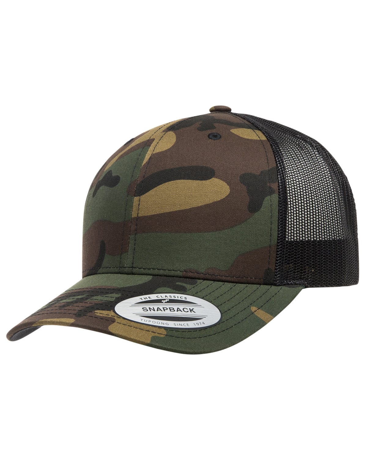 Yupoong Headwear OS / Green Camo/ Blk Yupoong 6606: Adult Retro Trucker Cap