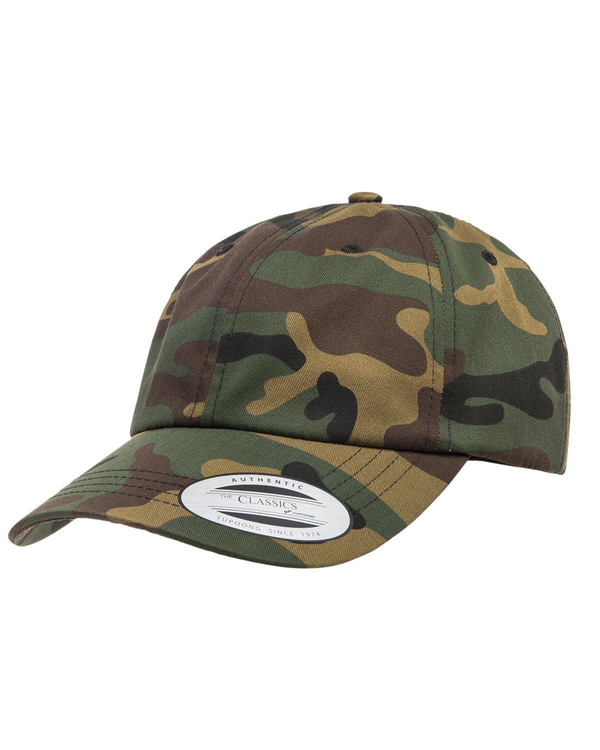 Yupoong Headwear OS / Green Camo Yupoong 6245CM: Adult Low-Profile Cotton Twill Dad Cap