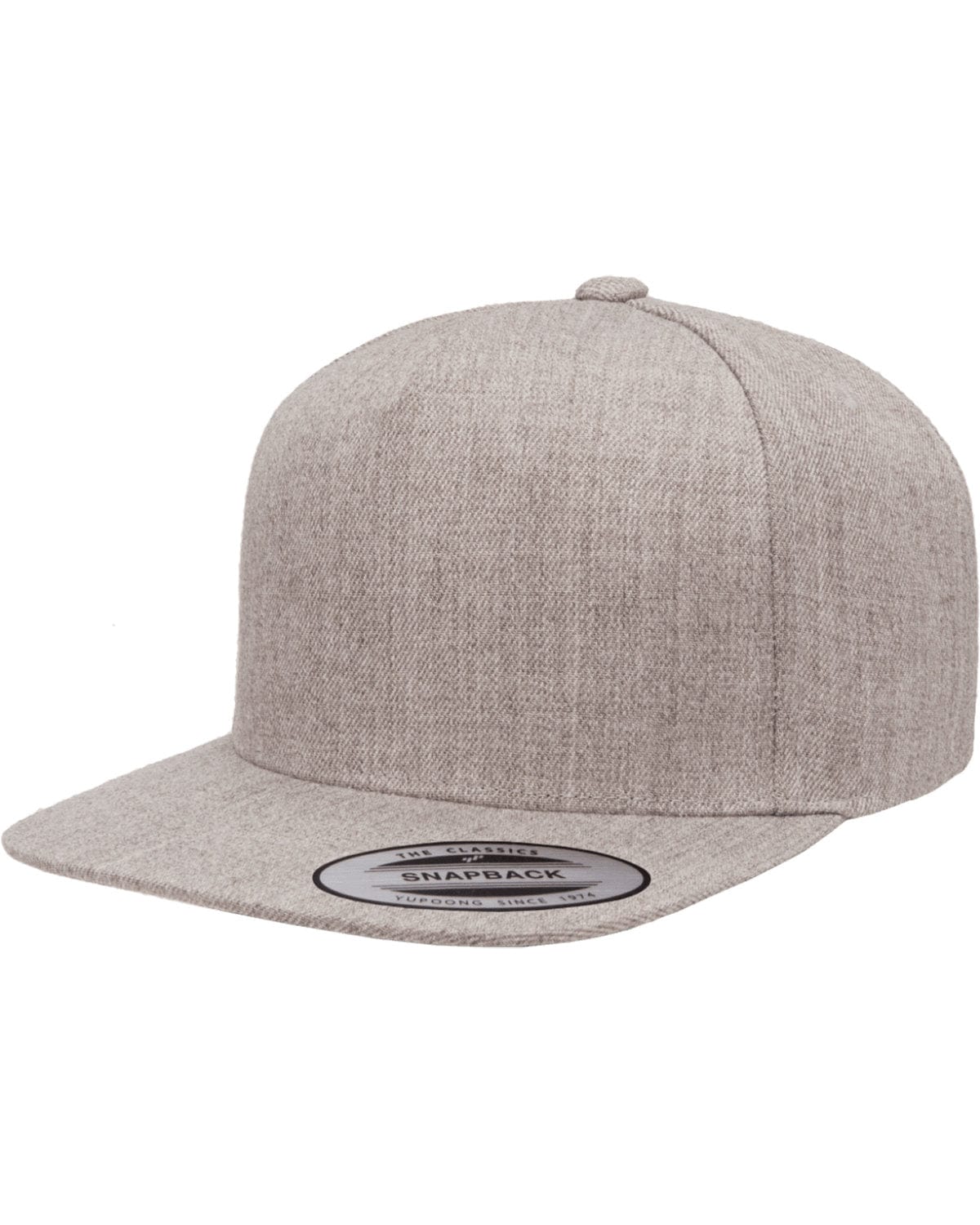 Yupoong Headwear OS / Heather Grey Yupoong YP5089: Adult 5-Panel Structured Flat Visor Classic Snapback Cap