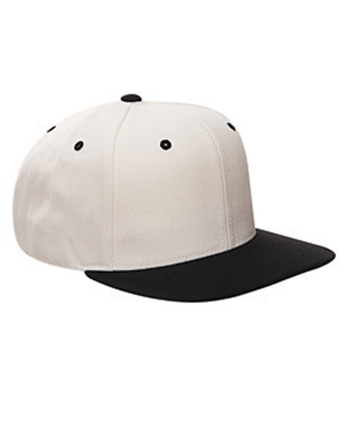 Yupoong Headwear OS / Natural/ Black Yupoong 6089: Adult 6-Panel Structured Flat Visor Classic Snapback