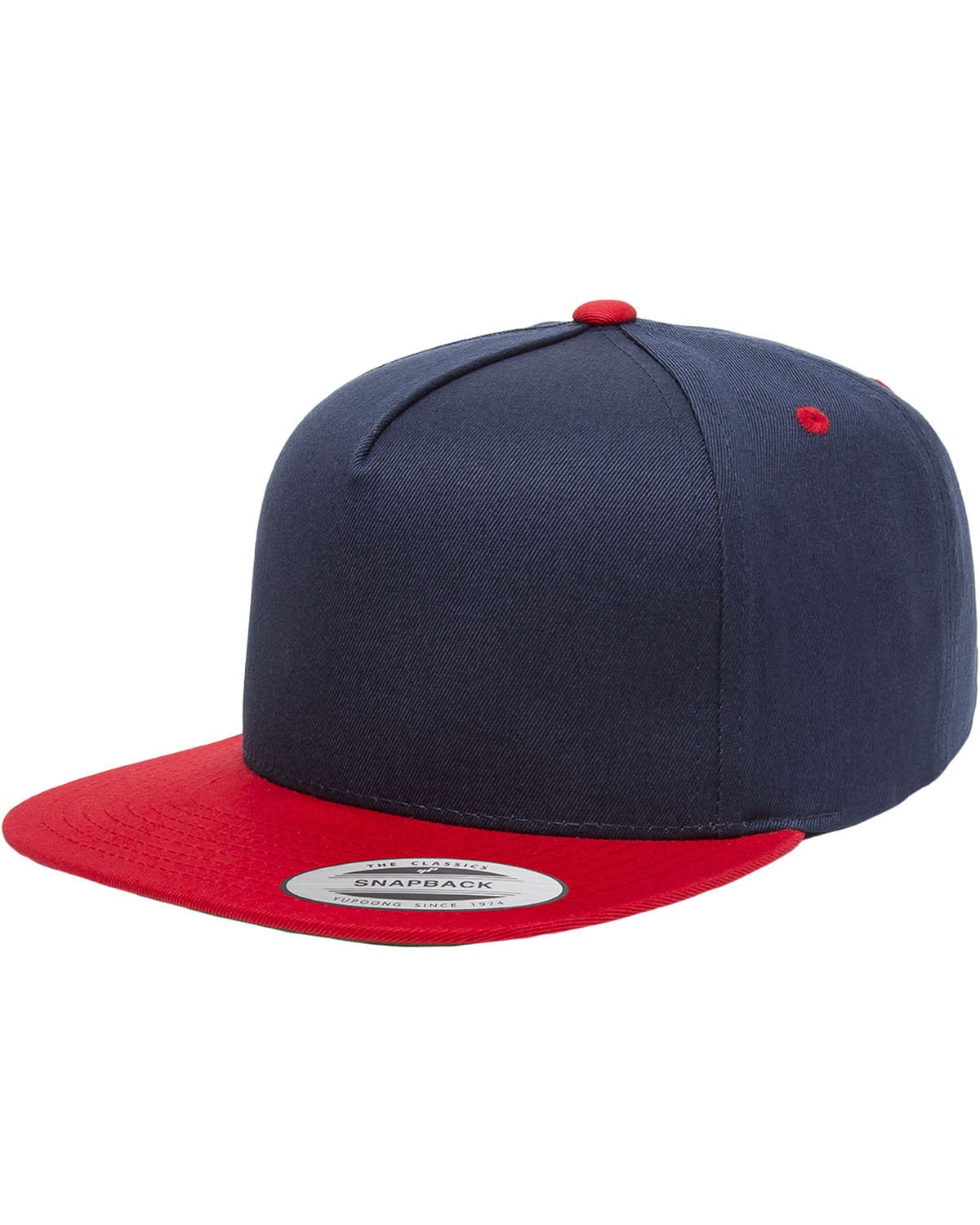 Yupoong Headwear OS / Navy/ Red Yupoong Y6007: Adult 5-Panel Cotton Twill Snapback Cap