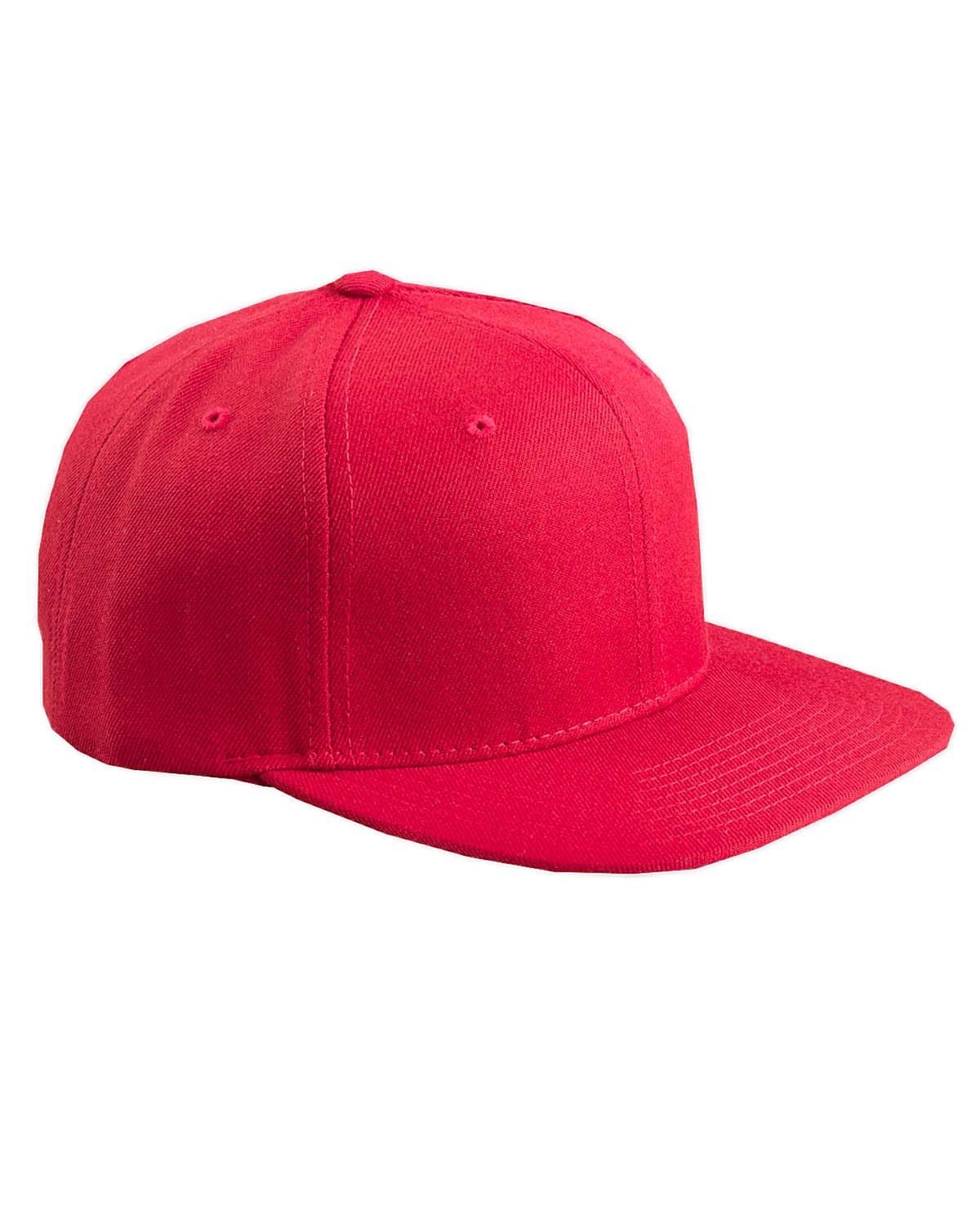 Yupoong Headwear OS / Red Yupoong 6089: Adult 6-Panel Structured Flat Visor Classic Snapback