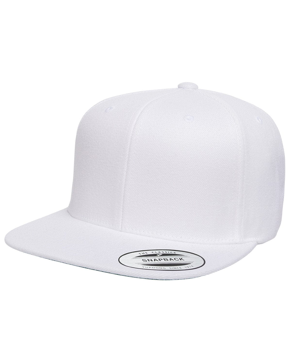 Yupoong Headwear OS / White Yupoong 6089: Adult 6-Panel Structured Flat Visor Classic Snapback